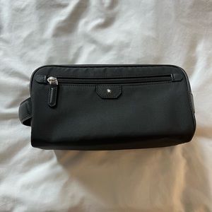 Montblanc men’s canvas with leather trim wash bag.